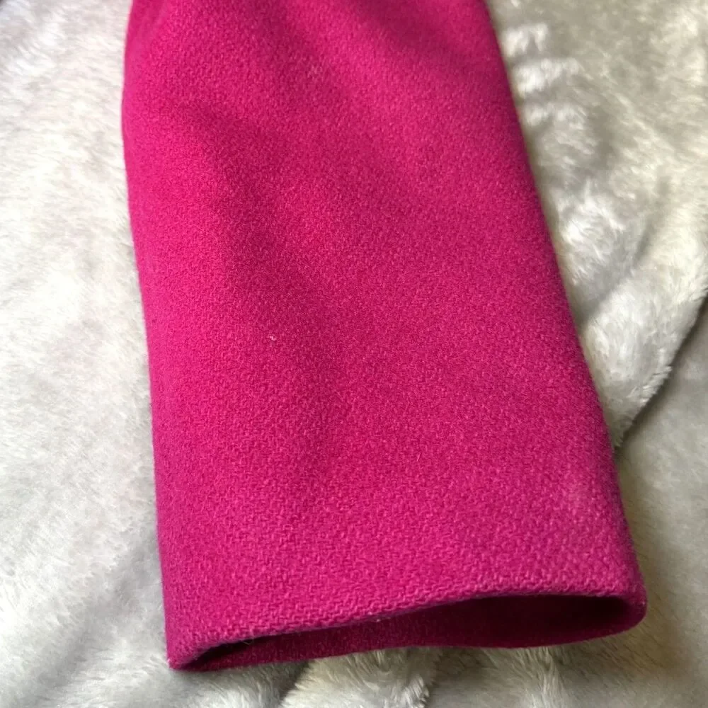 Vintage Rothschild Girls Size 7 Pink Wool Blend Dress Coat Black Velvet Made USA